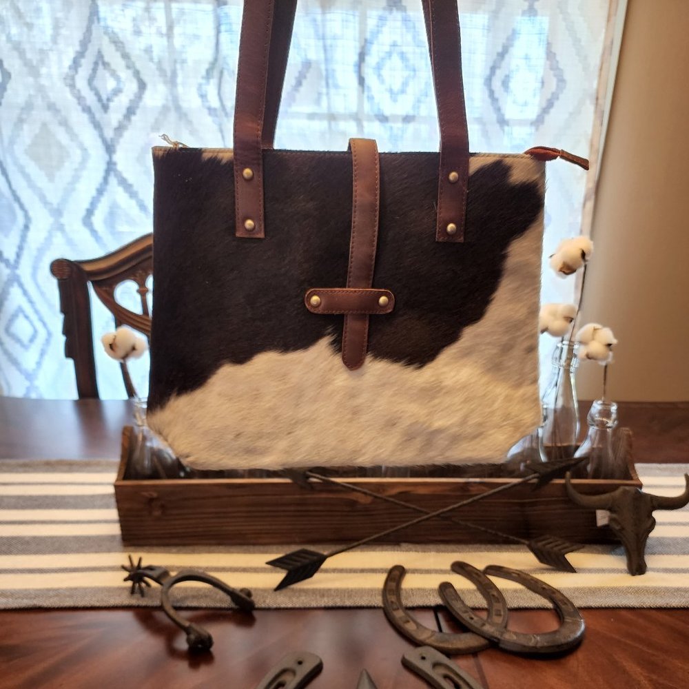 Large Cowhide Leather Tote Bag